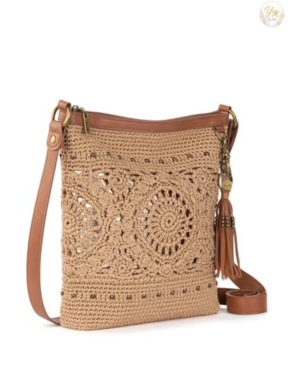 Hand Crocheted Crossbody Purse - Zipper Closure, Adjustable Strap, Recycled